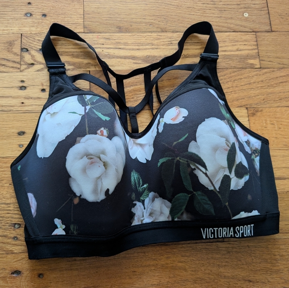Victoria Sport Black & White Floral Sports Bra